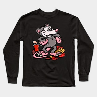 Opossum let's eat french fries Long Sleeve T-Shirt